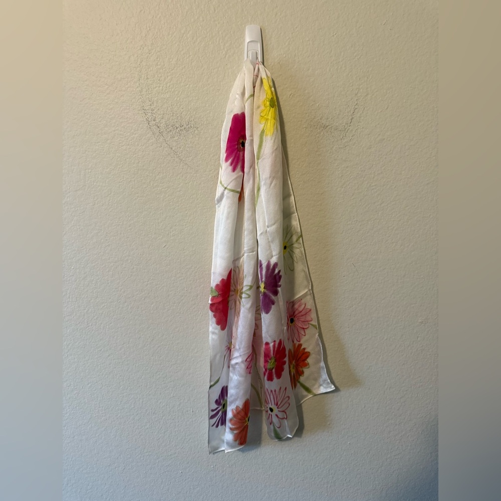 Floral Satin Scarf One Size Spring Summer Vacation Resort